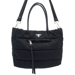 Prada Tessuto Bomber Tote Shoulder Bag Black